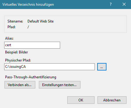 PKI02 IIS Verzeichnis Konfiguration